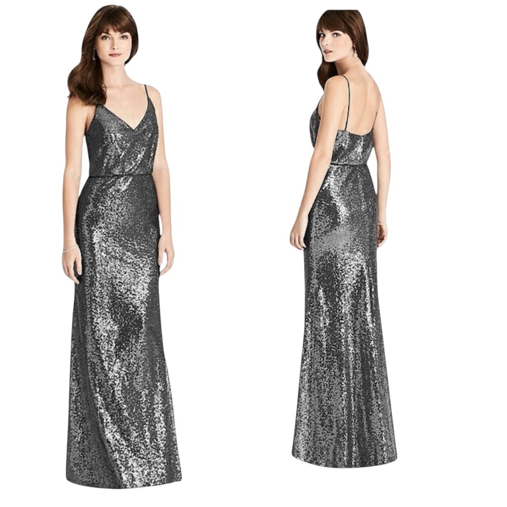 After Six Sequin Blouson Gown, Metallic  Size 16